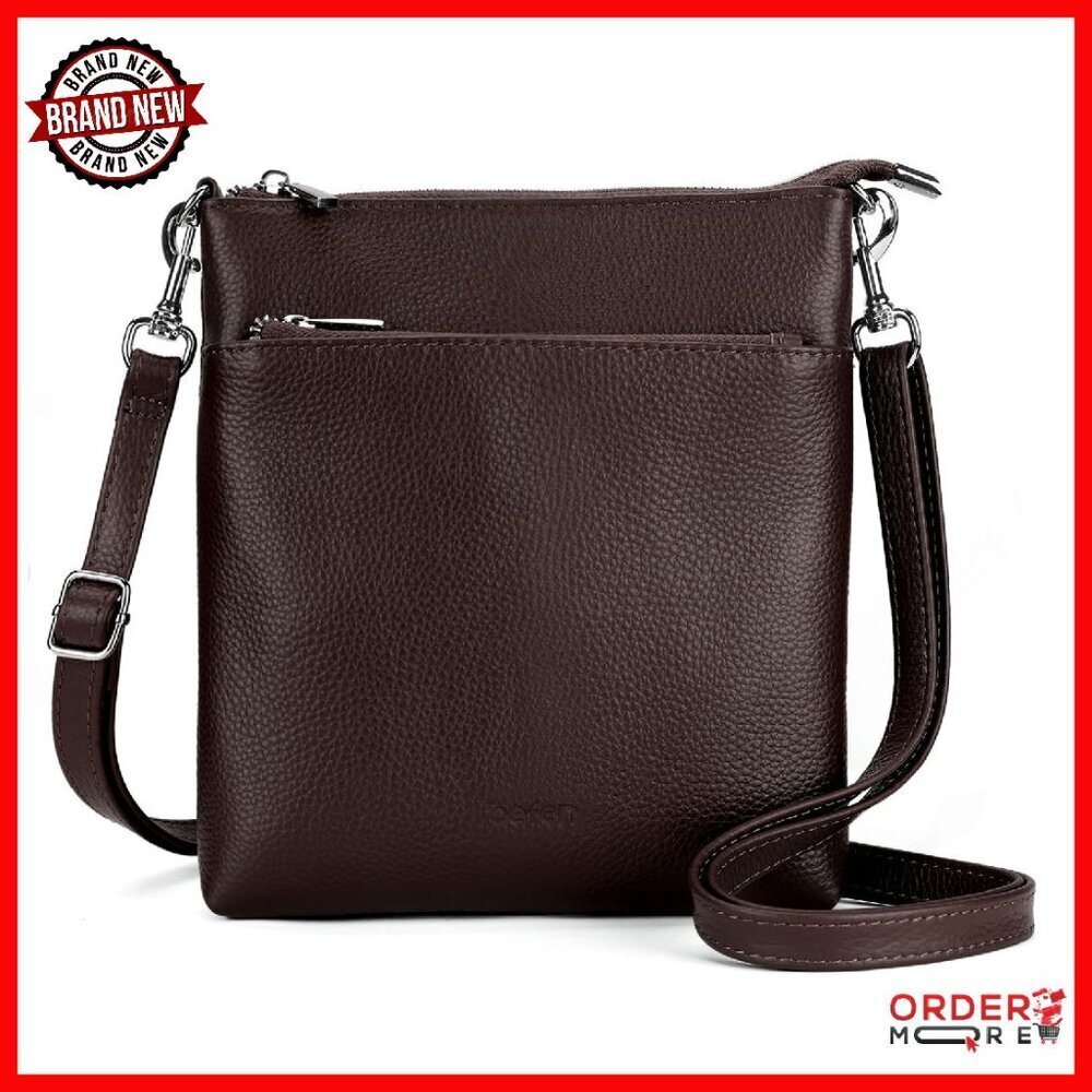 Genuine Leather Crossbody Purse Small Travel Bag Lightweight Adjustable Strap